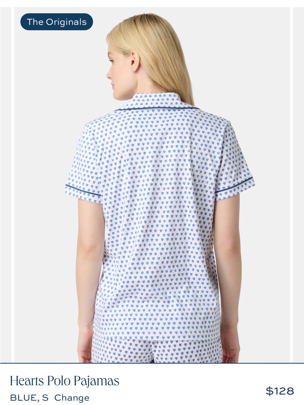 Roller Rabbit Blue Heart-Print Polo Pajama Top - Picture 2 of 5